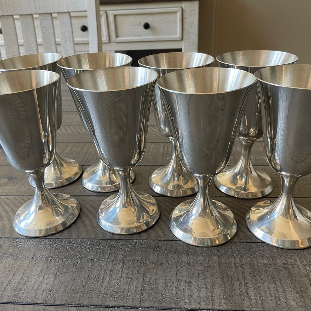 Stieff Pewter Water Goblets P-104 Set of 8